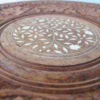 Large Teak Wood Round Table with Folding Tri-Pod Base