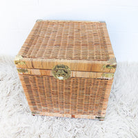 Asian Vintage Wicker and Brass trunk
