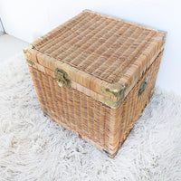 Asian Vintage Wicker and Brass trunk
