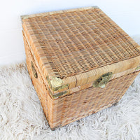 Asian Vintage Wicker and Brass trunk