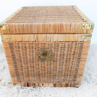 Asian Vintage Wicker and Brass trunk