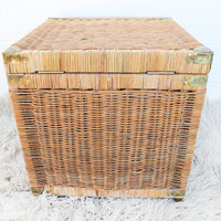 Asian Vintage Wicker and Brass trunk