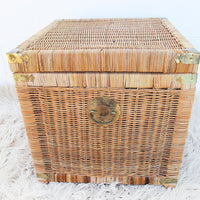 Asian Vintage Wicker and Brass trunk