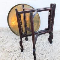 Antique Vintage Asian Brass Tray Table with Folding Base