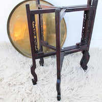 Antique Vintage Asian Brass Tray Table with Folding Base