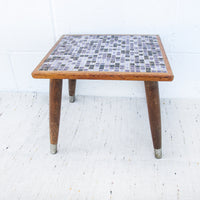 Midcentury Mini Tile Wood Table Plant Stand