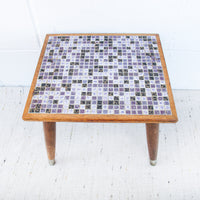 Midcentury Mini Tile Wood Table Plant Stand