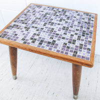 Midcentury Mini Tile Wood Table Plant Stand