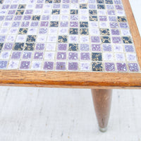 Midcentury Mini Tile Wood Table Plant Stand