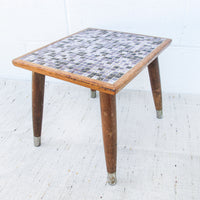 Midcentury Mini Tile Wood Table Plant Stand
