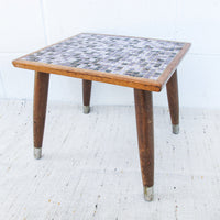 Midcentury Mini Tile Wood Table Plant Stand