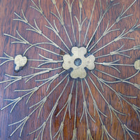 Set of 3 Teak Rosewood Nesting Brass Inlay Tables from India