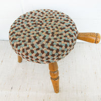 Japanese milk stool with woven rug cover