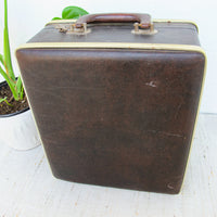 Midcentury Brown Folding Trav.L.Bar Traveling Bar Case with Key