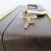 Midcentury Brown Folding Trav.L.Bar Traveling Bar Case with Key