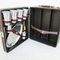 Midcentury Brown Folding Trav.L.Bar Traveling Bar Case with Key