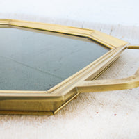 Vintage Brass and Tinted Glass Geometric Tray