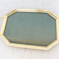Vintage Brass and Tinted Glass Geometric Tray