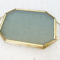 Vintage Brass and Tinted Glass Geometric Tray