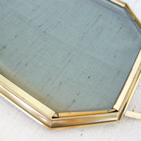 Vintage Brass and Tinted Glass Geometric Tray