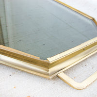Vintage Brass and Tinted Glass Geometric Tray
