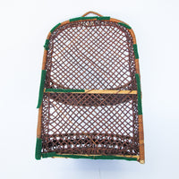 Two Tier Dark Stain Rattan Wicker Wall Basket Shelf