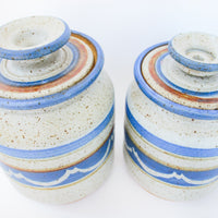 Blue and Gray Pottery Canisters-set of 4 with lids