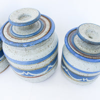 Blue and Gray Pottery Canisters-set of 4 with lids