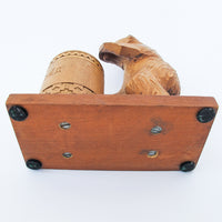 Carved Bear Statue with Box