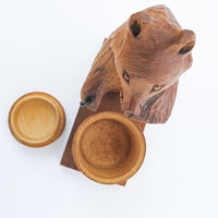 Carved Bear Statue with Box