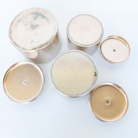 Set of 3 Rose Gold Mirro Canisters with Wood Tops and some surface wear