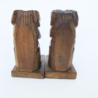 Set of 2 Carved Wood Bulldog Bookends - Made in Japan Jack S.