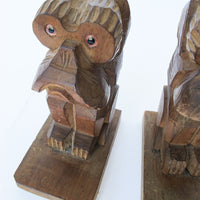 Set of 2 Carved Wood Bulldog Bookends - Made in Japan Jack S.