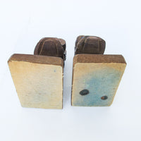 Set of 2 Carved Wood Bulldog Bookends - Made in Japan Jack S.