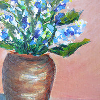 Mini Canvas Flower Painting with Wood Frame - No Signature