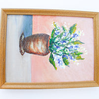 Mini Canvas Flower Painting with Wood Frame - No Signature