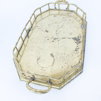 Brass Hollywood Regency Tray Vintage with Bamboo Detailing