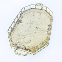 Brass Hollywood Regency Tray Vintage with Bamboo Detailing