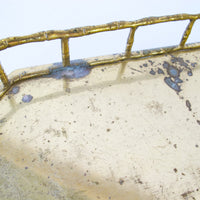 Brass Hollywood Regency Tray Vintage with Bamboo Detailing