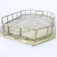 Brass Hollywood Regency Tray Vintage with Bamboo Detailing