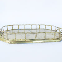 Brass Hollywood Regency Tray Vintage with Bamboo Detailing