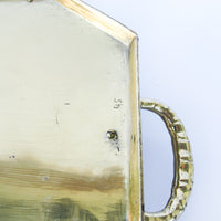 Brass Hollywood Regency Tray Vintage with Bamboo Detailing