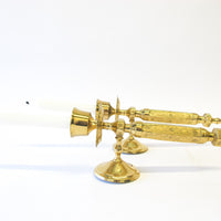 Set of 2 Two Etched Laquered Brass Wall Sconce Candle Holders - Made in India