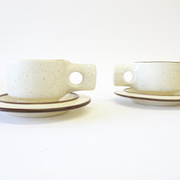 Set of 2 White Ceramic Cups and Saucer - James Mcbride