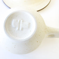 Set of 2 White Ceramic Cups and Saucer - James Mcbride