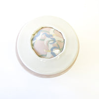 Pink and White Ceramic Canister with Flower Detailing