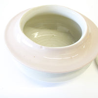 Pink and White Ceramic Canister with Flower Detailing