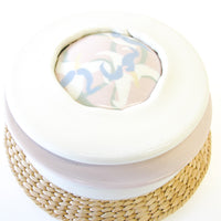 Pink and White Ceramic Canister with Flower Detailing