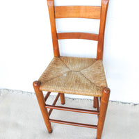 Primitive Rush Seat Wood Bar Stool Chair