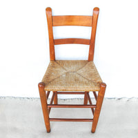 Primitive Rush Seat Wood Bar Stool Chair